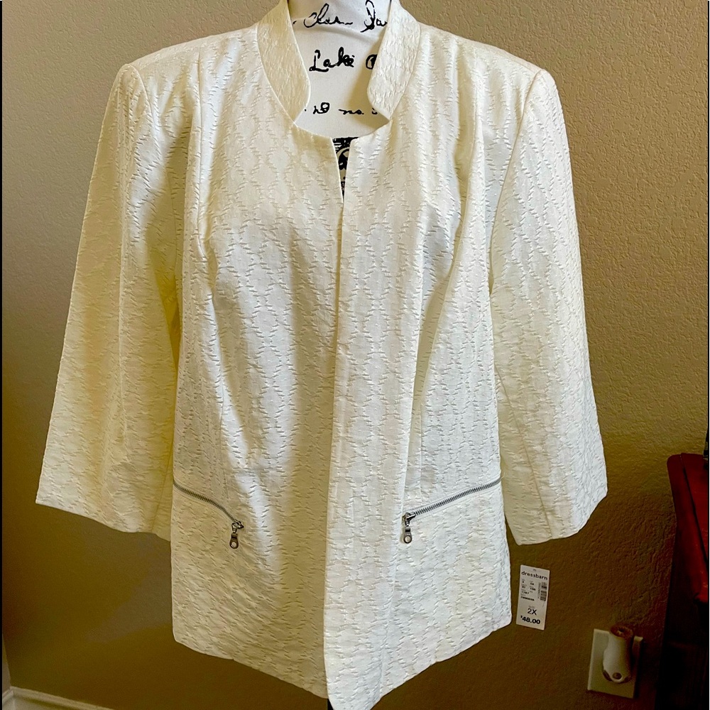 Plus Size Roz & Ali Ivory Textured Blazer NWT Size 2X